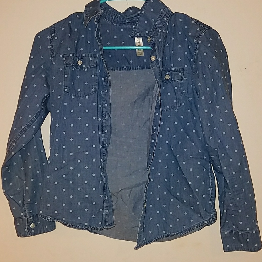 Blue flannel with polka dots